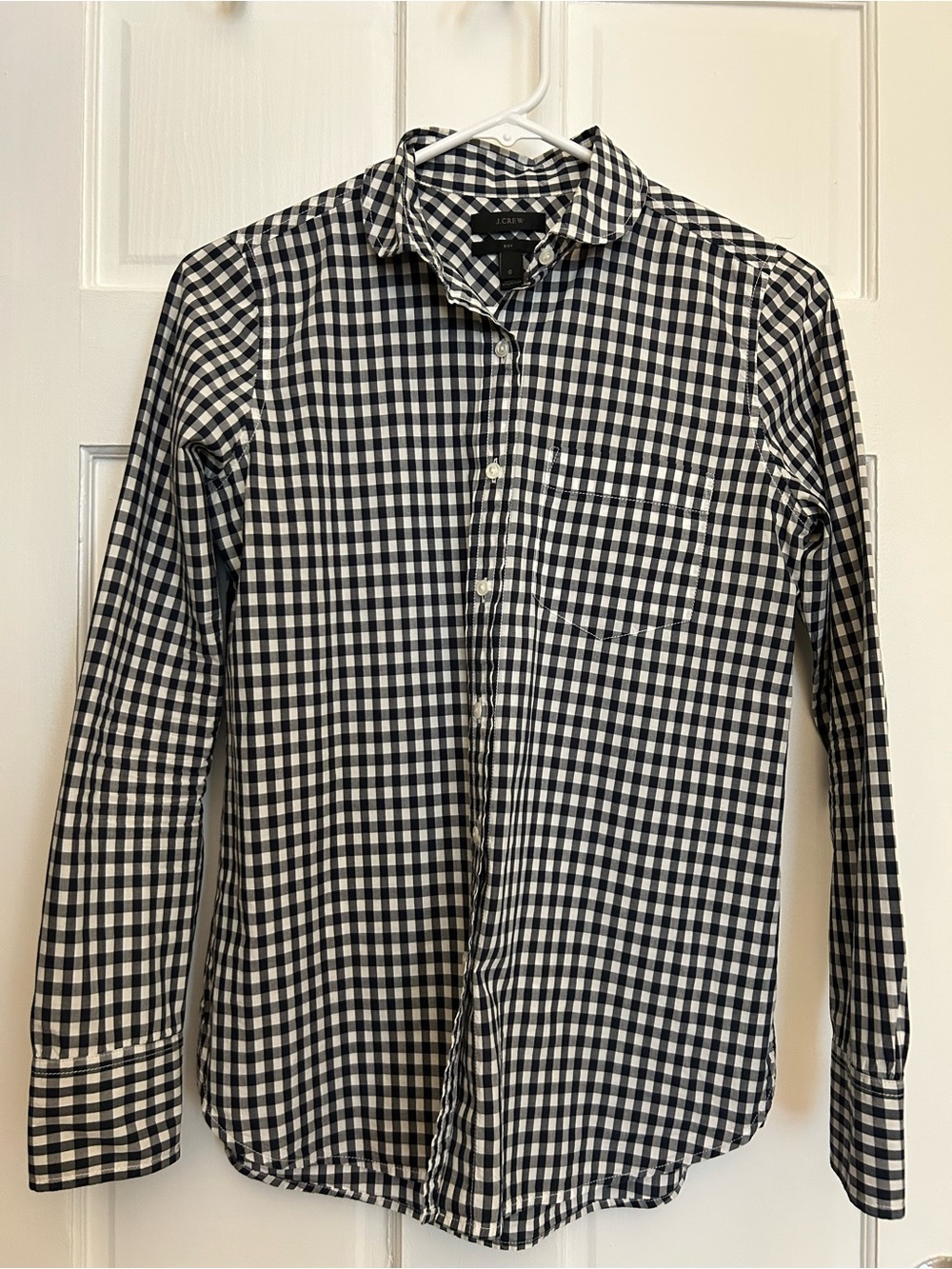 J. Crew Navy and White Gingham Button-Down Shirt